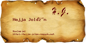 Hejja Jolán névjegykártya